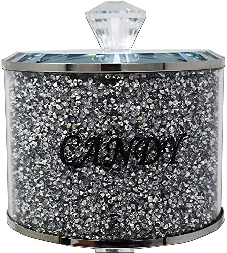 Silver Candy Jar Sparkle Ornament Bling Crushed Diamond Gift | CRYSTALLIZED Kitchen jar storage box cannister Handmade Craft