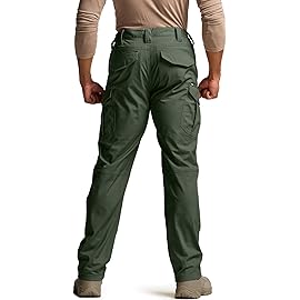 CQR Men\'s Flex Stretch Tactical Pants, Water Resistant Ripstop Cargo Pants, Lightweight EDC Outdoor Work Hiking Pants, Tac-Stretch Cargo Green Kelp, 44W x 32L