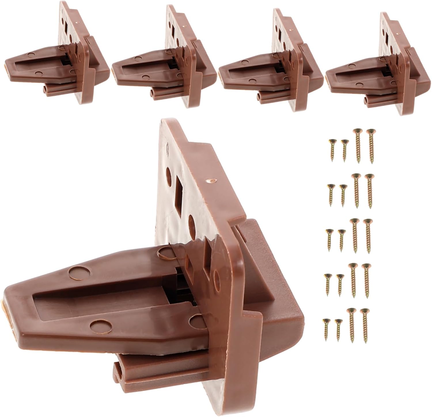 5sets Track Guide and Glide Replacement Kit for Dressers Nightstands Cabinets Plastic Center Mount Slide Hardware for Smooth Quiet and Heavy Load Endurance Brown