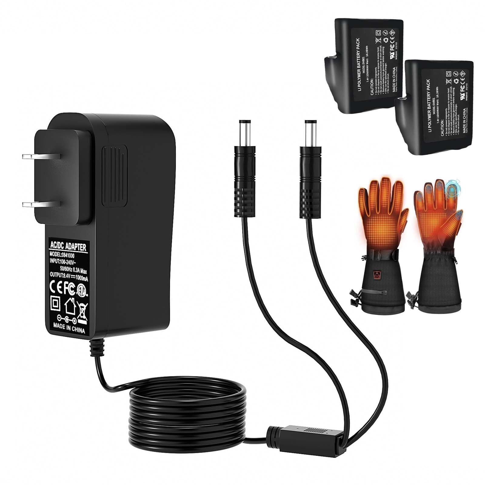 Charger for Heated Glove 7.4V Li-Polymer Battery Compatible with Savior Snow Deer Sun Will Heated Gloves, Heated Socks,Heated Vest Battery Charger