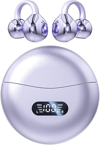 Miniatura 2 de Auriculares de clip, auriculares de oído abierto inalámbricos Bluetooth 5.4, auriculares de oído abierto ligeros con puente en forma de C, gancho