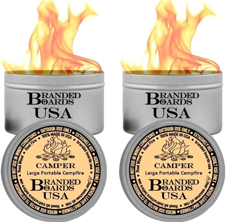 Branded Boards Made in USA Portable Mini Bonfire Campfire in a Can Reusable & up to 5 Hours of Burn Time Picnics Parties S'Mores Gifts Bushcraft