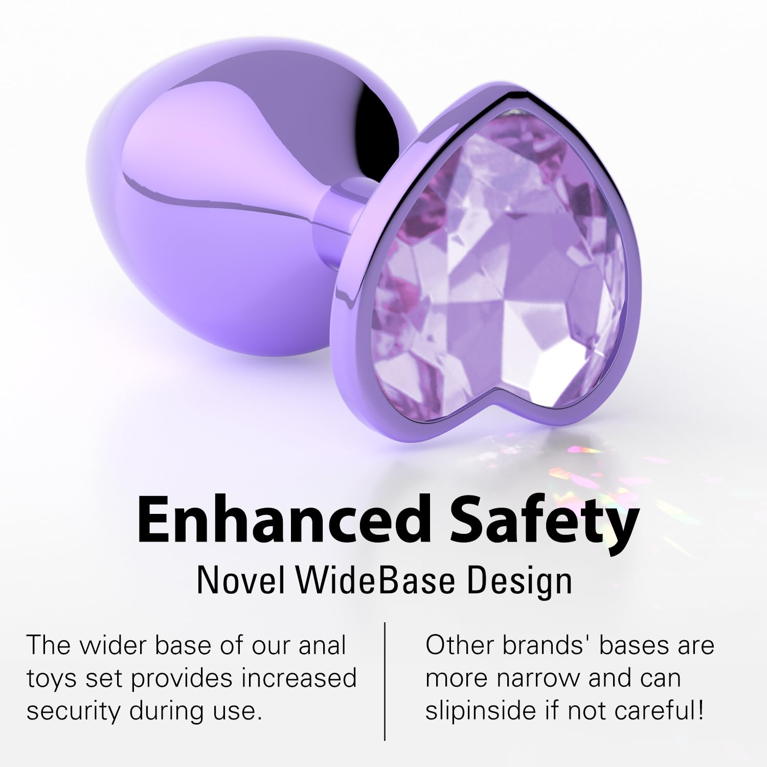 Anal Plug Beginner Set - 4 PCS Jewel Butt Plug Training Kit, Adult Anal Toys for Men, Women & Couples, Unisex Anal Trainer for Beginners to Advanced, P-Spot & Pleasure Enhancer: Heart Shaped Purple