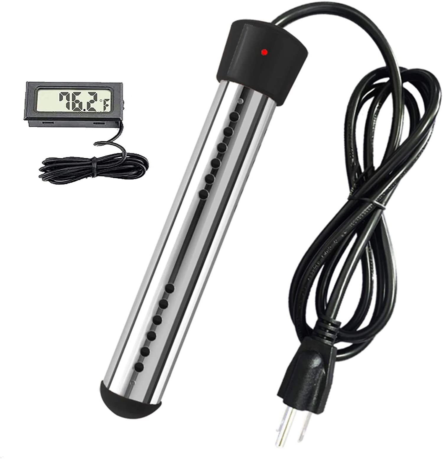 Immersion Water Heater, Electric Portable Bucket Heater with Stainless-steel Cover Submersible Water Heater with Digital Thermometer for Pool Bathtub,Basin, Fully Immersed While Using