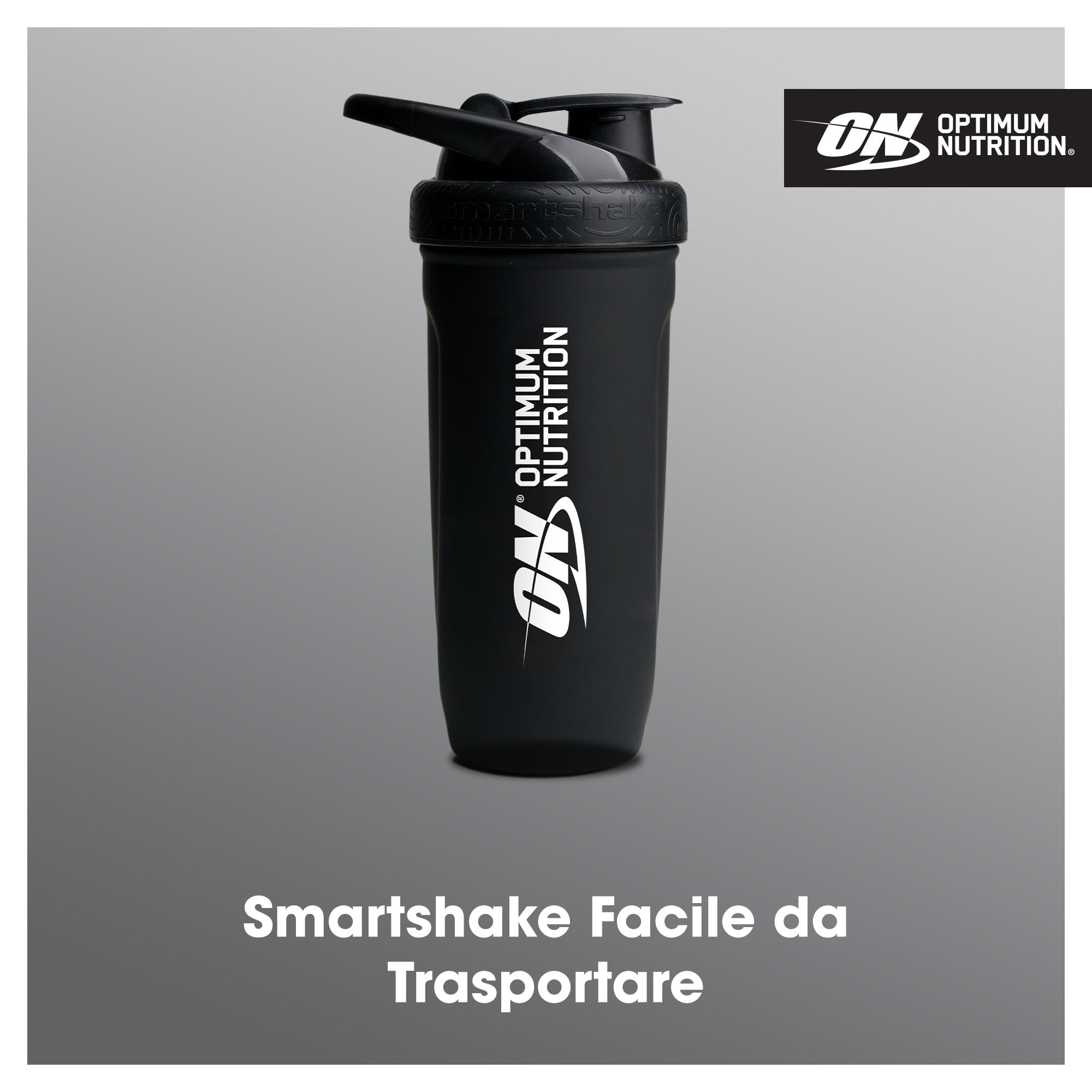 Optimum Nutrition Reforce Steel Smartshake - Shaker per proteine in acciaio inox per uso alimentare, senza BPA, con tappo a prova di perdite, facile da trasportare, per frullati proteici, 900 ml