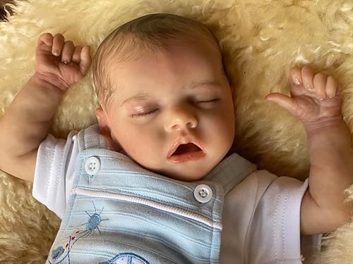 Miniatura 5 de Anano Muñeca de bebé Reborn de 18 pulgadas, niña de cuerpo completo de silicona con pelo enraizado a mano, boca abierta, parece bebés recién nacidos