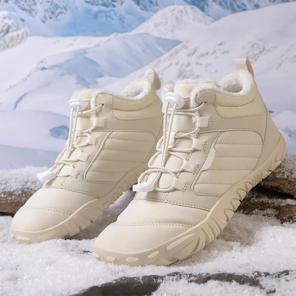Hike Winter Footwear Barefoot Womens, Warm Waterproof Hiking Boots, Non-Slip Minimalist Shoes with Wide Toe Box, Fur Lined Comfortable Walking Snow Boots for Outdoor