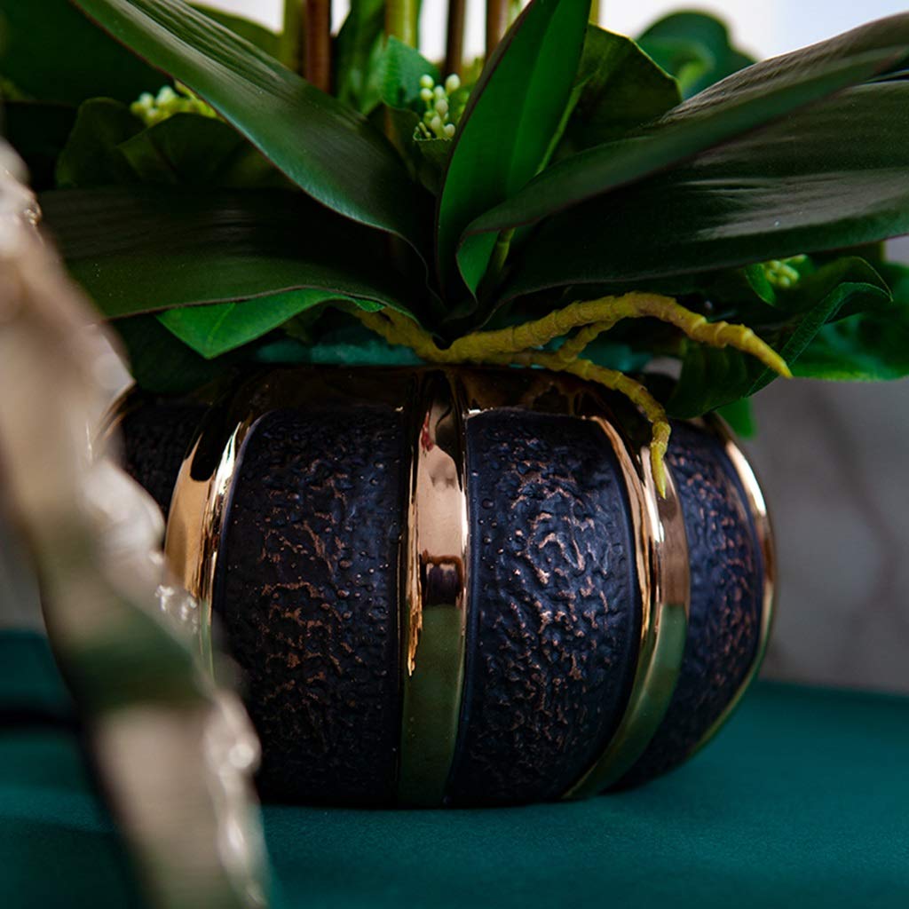 SDdPulse Orchidee artificiali Phalaenopsis con vaso per composizioni floreali, fiori finti bonsai, farfalle, set di decorazioni per la casa, ufficio, cucina, letto, viola