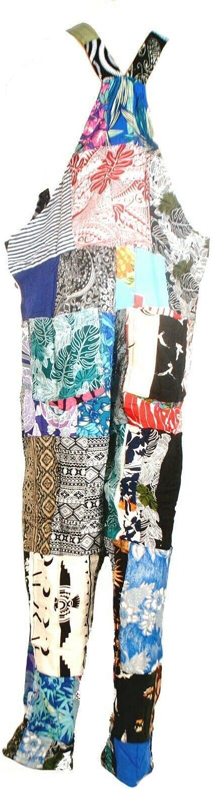 Fair Trade Patchwork Dungarees with Real Patches by Terrapin (Medium)