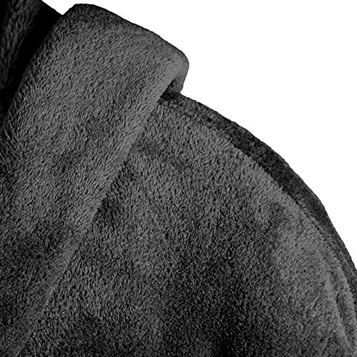Gräfenstayn® Damen & Herren Kuschelfleece Bademantel mit Kapuze Größe S-XXXL mit Öko-Tex Standard 100 Flanell Fleece (M, Schwarz)