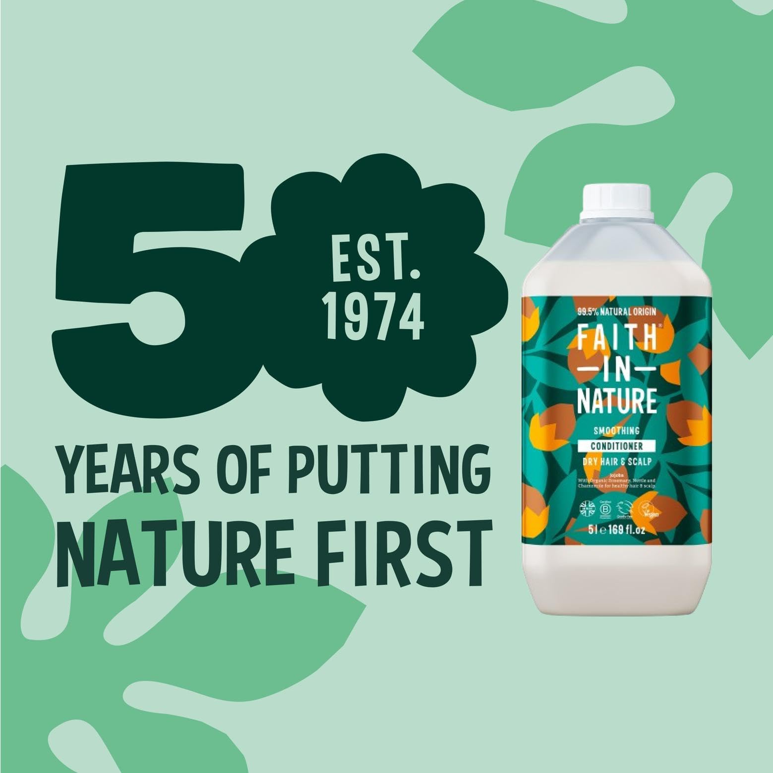 Faith In Nature Naturalna odżywka do włosów jojoba, wygładzająca, wegańska i wolna od okrucieństwa, bez SLS i parabenów, do włosów normalnych i suchych, opakowanie uzupełniające 5 l