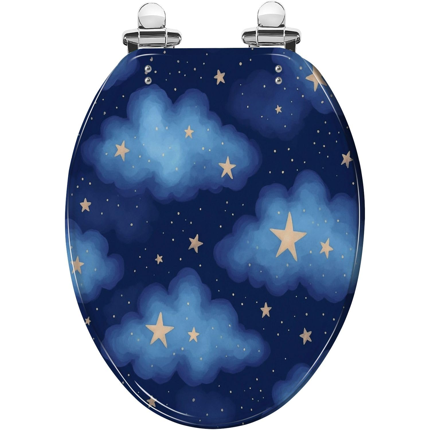 Tazyyzuu Multi10 Creative Gold Green Tropical Palm Leaves Resin Round Toilet Seat Slow Close Lid Quick-Release Hinge Easy Clean(,18.5X14.5)