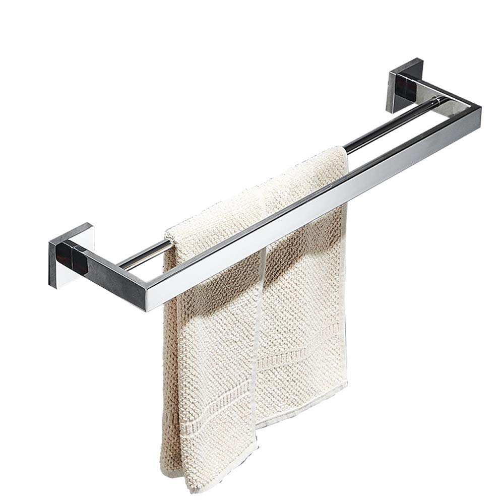 Portasciugamani Doppio 60 Cm Nero Opaco – Acciaio Inox E Lega Zinco – Fissaggio A Parete Per Bagno O Cucina