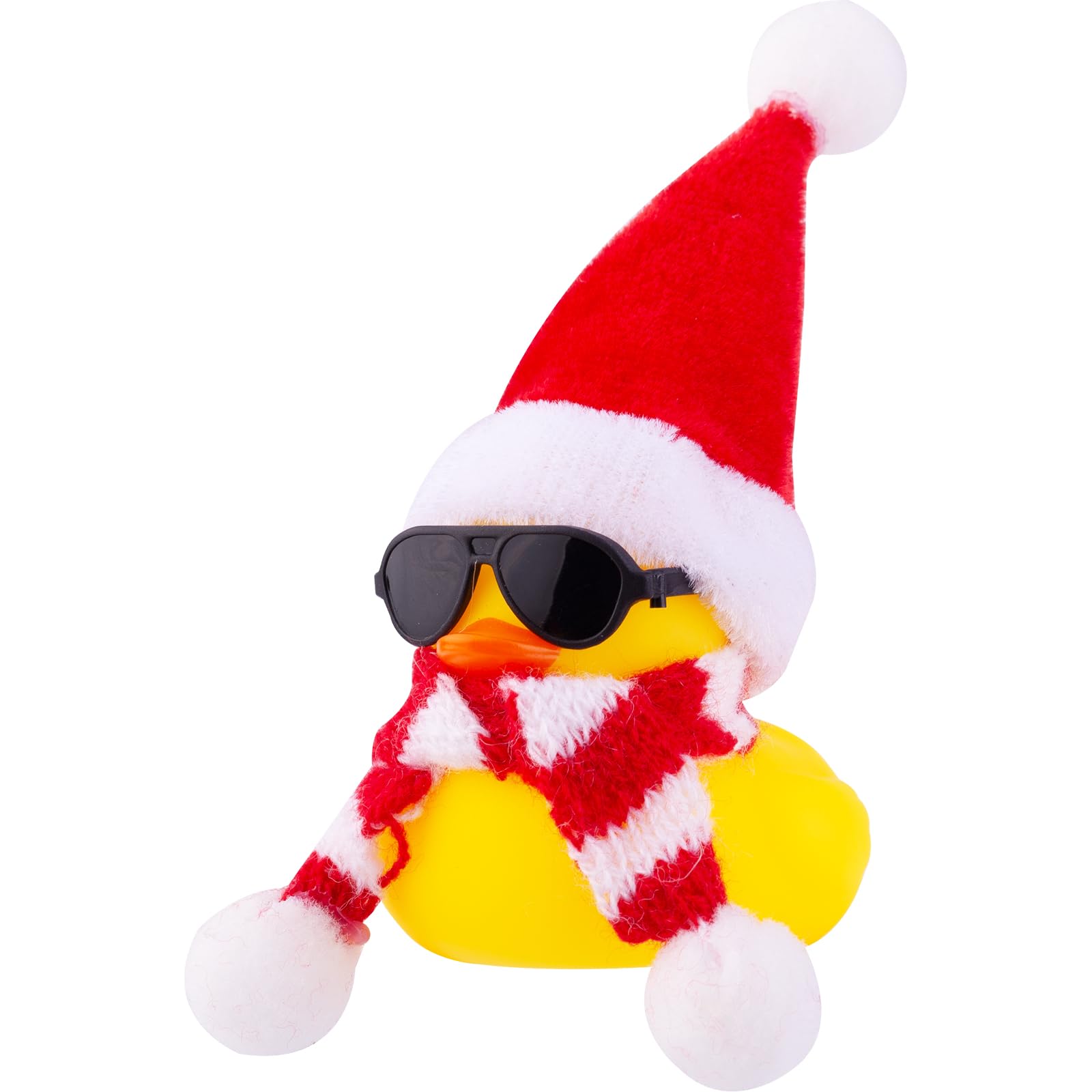 MuMyer Christmas Rubber Ducks Car Ornaments, Mini Yellow Duck Car Dashboard Decorations with Mini Hat Scarf and Sunglasses for Winner Home Christmas Decor(No.8 Duck-W6)