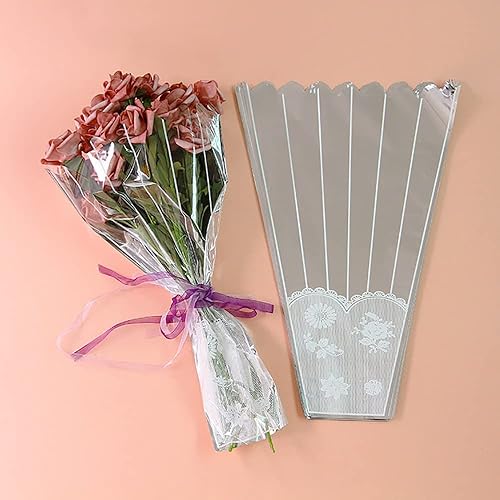 Miniatura 5 de Yimaa 100 fundas de papel para embalaje de flores, fundas de plástico para envolver ramos, mangas de celofán de flores, bolsas de embalaje de flores