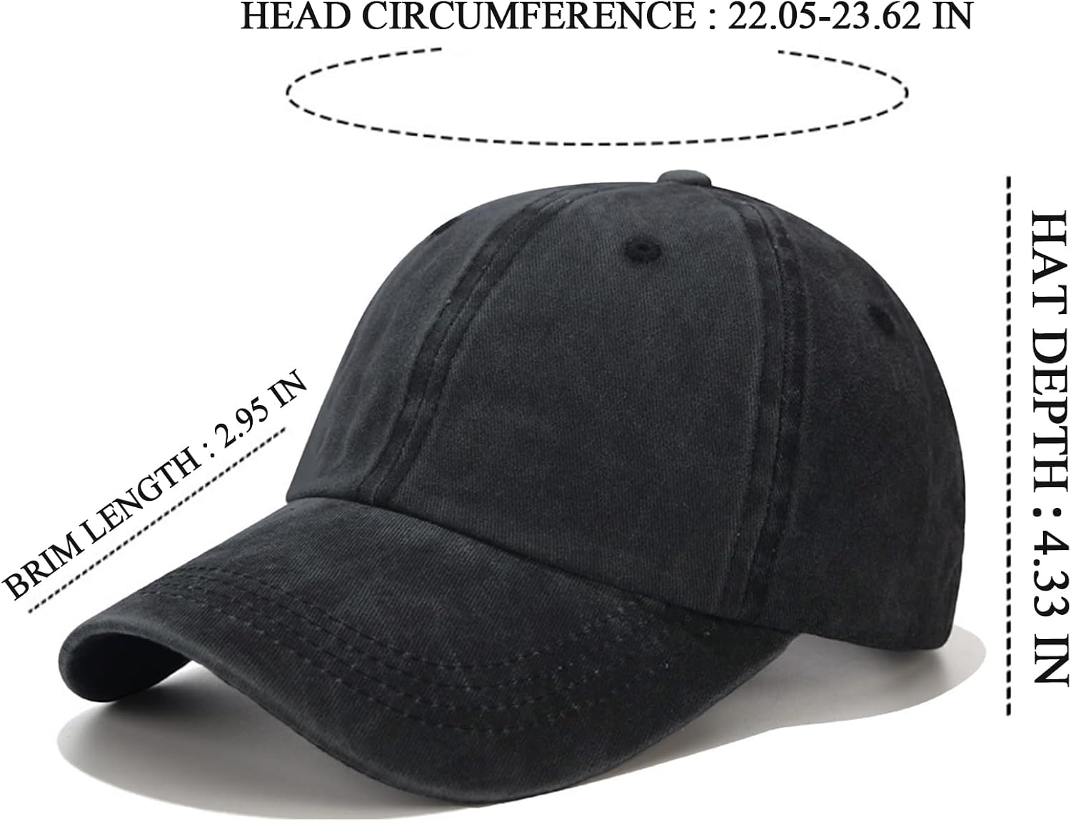 Washed Baseball Cap, Adjustable Low Profile Dad Hat