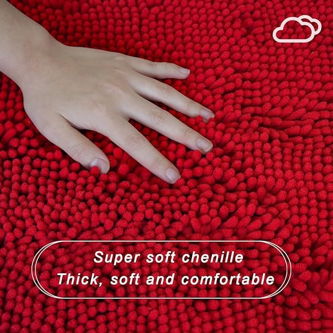 Miniatura 5 de Juego de 3 tapetes de baño de felpilla, superabsorbentes, parte trasera de PVC fuerte antideslizante, tapetes de baño para baño, felpa peluda,