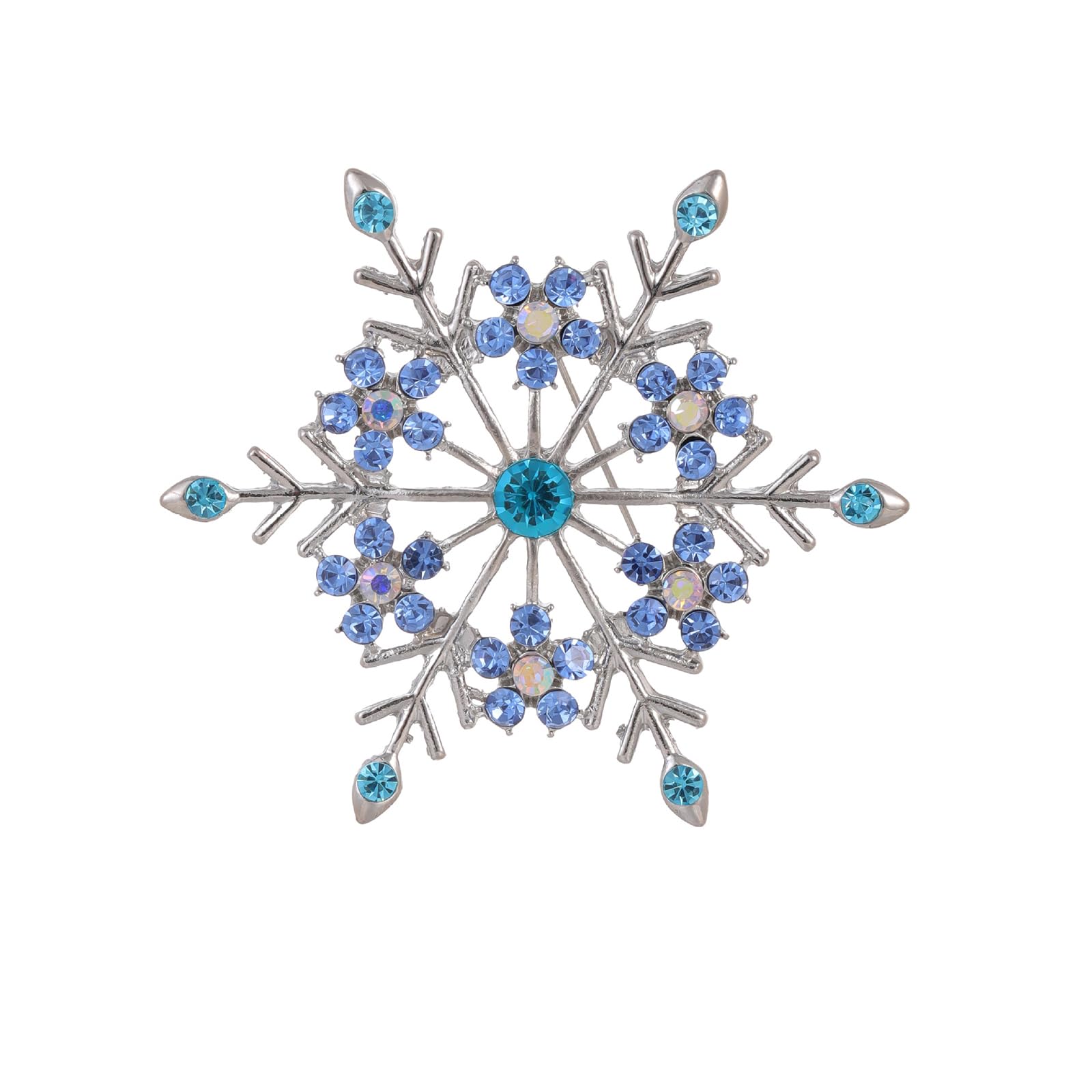 Rhinestone Snowflake Brooch Pin for Women Men Fashion Dainty Sparkly Colorful Snowflake Flower Lapel Pins Christmas Holiday Clothing Hat Bag Accessories Jewelry-image-42
