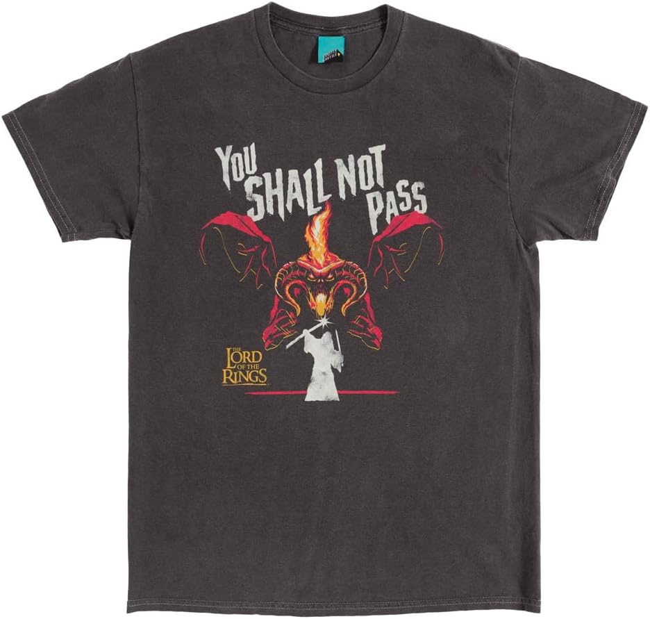 The Lord of The Rings Balrog You Shall Not Pass Vintage Wash Charcoal T Shirt
