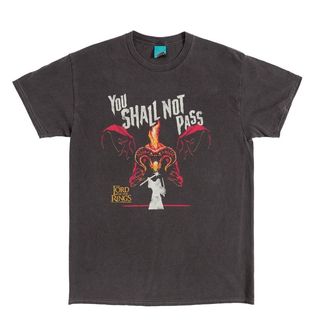 The Lord of The Rings Balrog You Shall Not Pass Vintage Wash Charcoal T Shirt