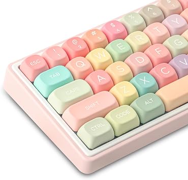 Cute Candy Keycaps,MOA Profile Round Keycaps Colorful Rainbow Dye-Sublimation PBT Keycap Custom Creamy Key Cap Set for Cherry MX Switch Mechanical Keyboard Replacement Candy Rainbow
