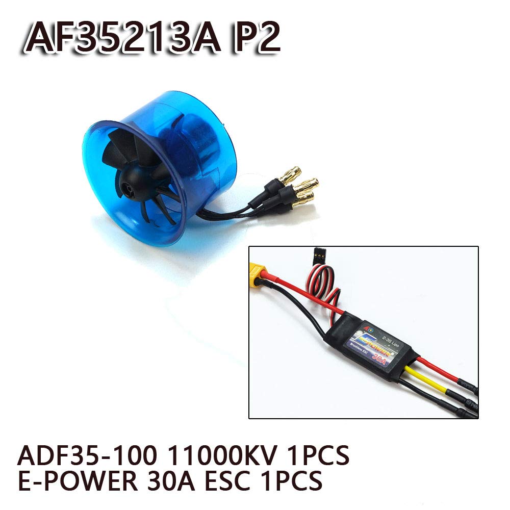 AF35213A RC Jet Ducted Fan EDF Plus ADF35-100 Plus 11000KV w/Brushless Motor 8 Fan Rotors 35mm Duted Housing Power System for RC Jet Aircraft; 1pcs or 2pcs for Choice (AF35213A-P2)
