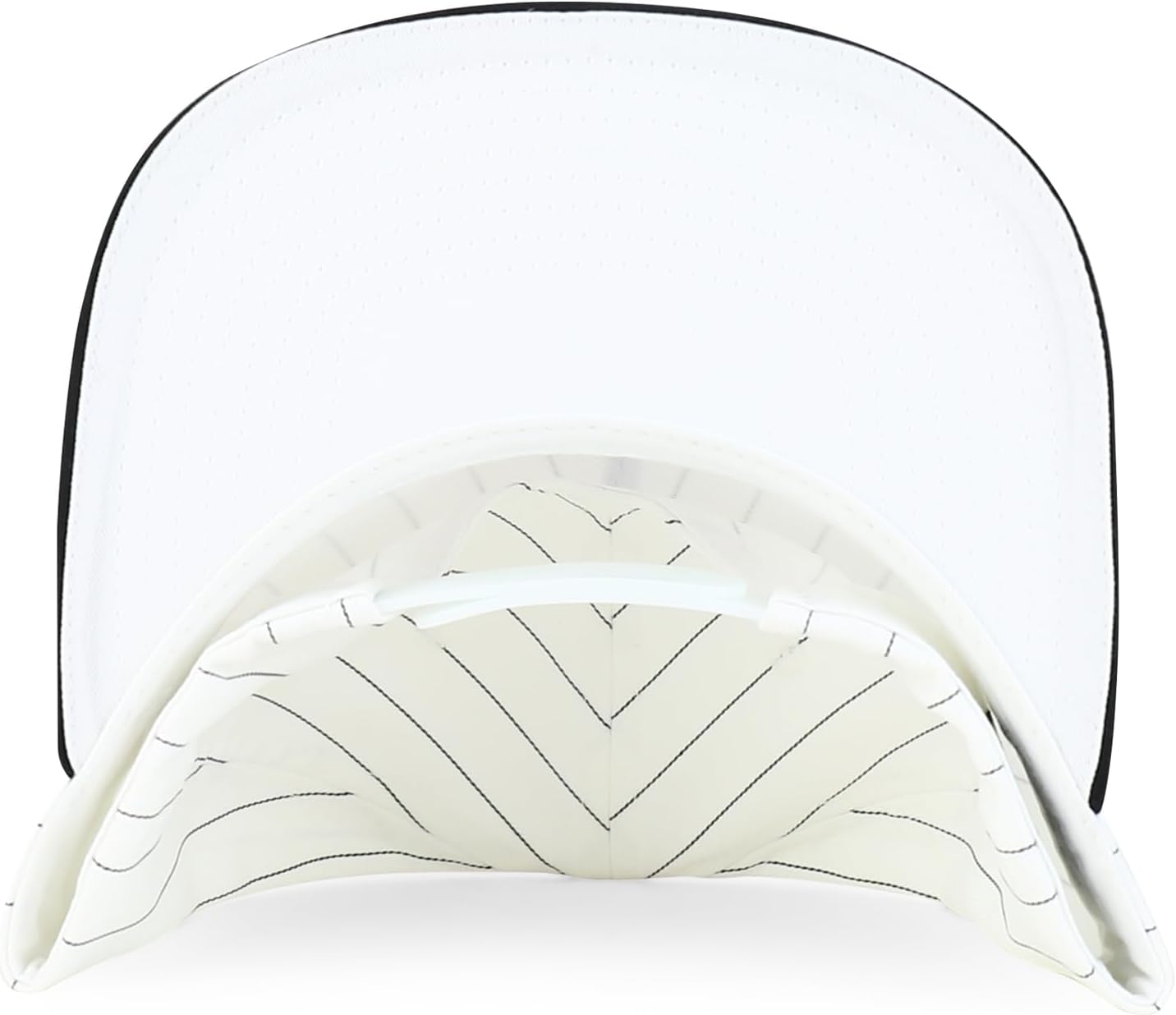Trendy Apparel Shop 5 Panel Structured Pinstripe Flatbill Snapback Cap - White Black - Image 5