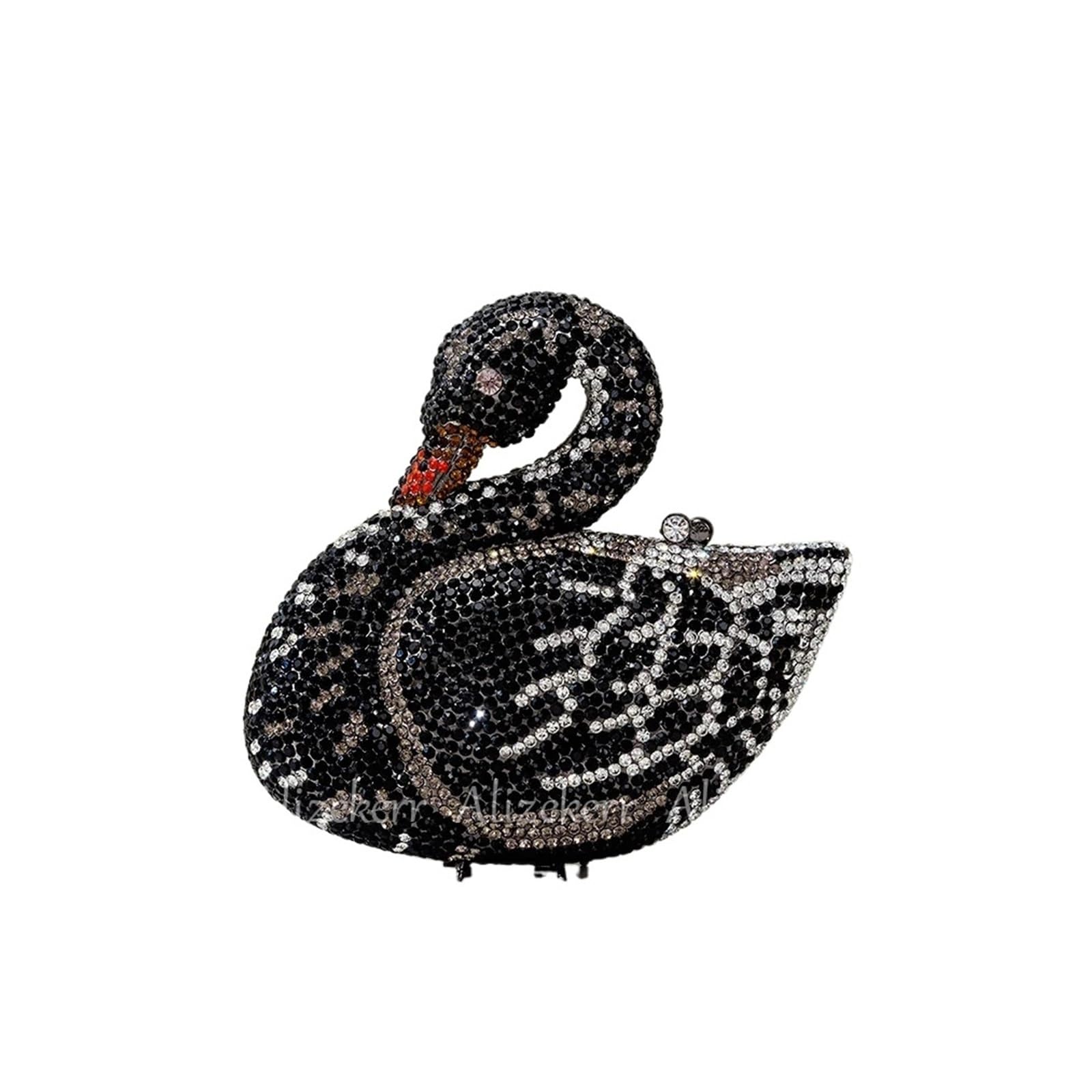 Bolsos de noche diamantes con forma de cisne brillante para bodas 6