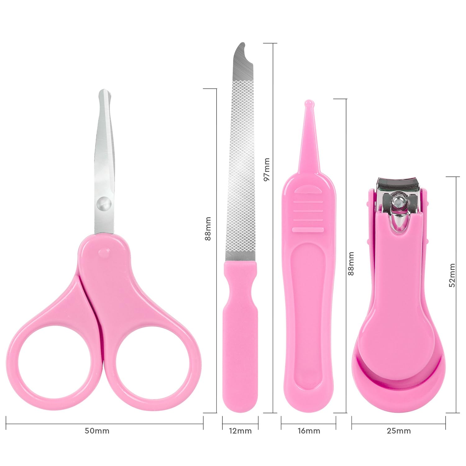 Bébé Soin des Ongles, Set 4-en-1 ROSE, Coupe-Ongles, Ciseaux à Ongles, Lime à Ongles, Pincettes | Toilettage Nouveau-né, Bébé et Enfant