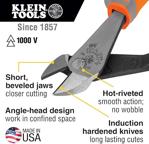 Miniatura 6 de Klein Tools 9418R - Juego de herramientas aisladas de 1000 V con cortador lateral, cortador diagonal, alicates de punta larga, 2 destornilladores y