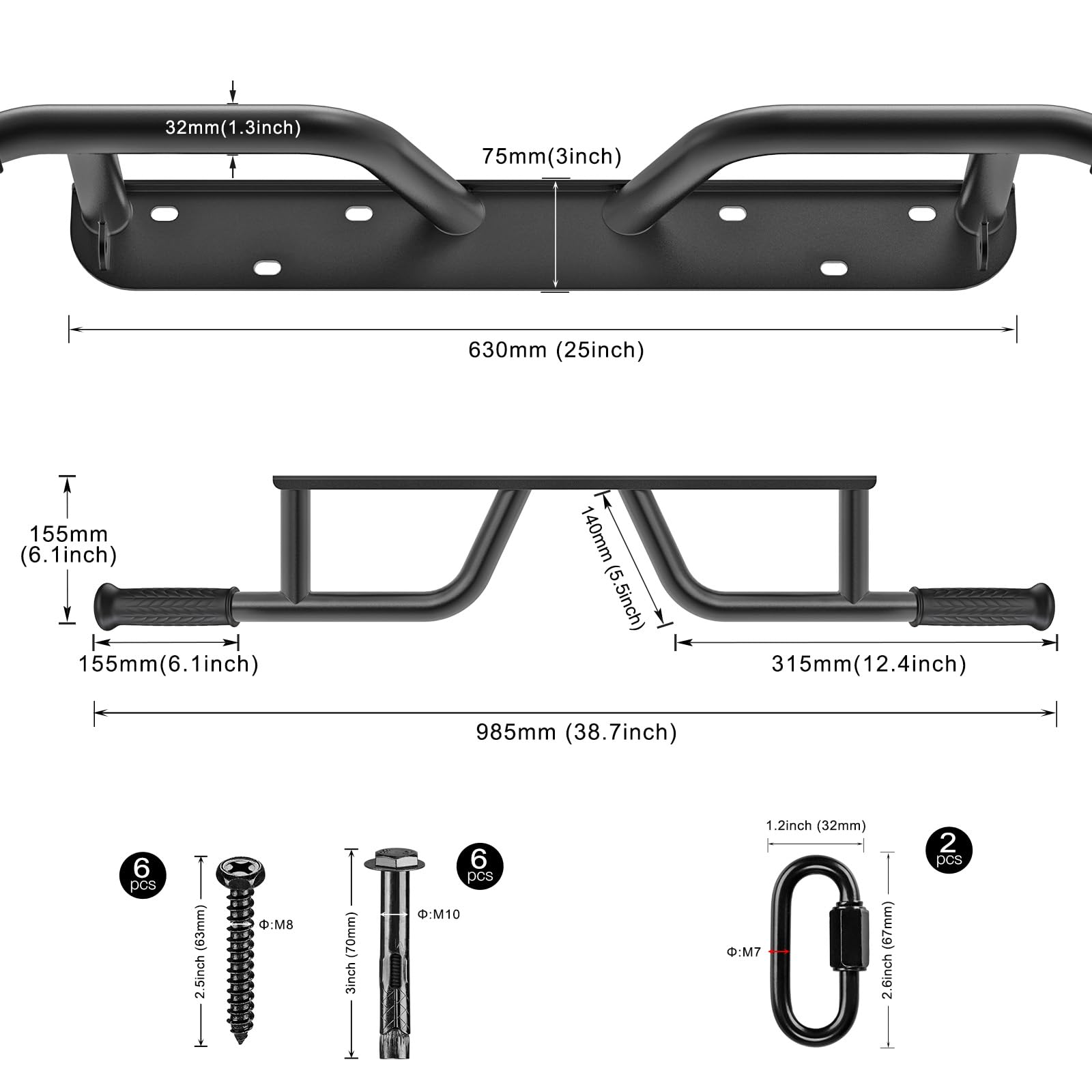 SELEWARE Optrekstang voor wandmontage, multifunctionele pull-up bar, deurkozijn, plafondmontage, lattrekstangen met weerstandsbandhaken en balvingertraining, draagkracht 227 kg