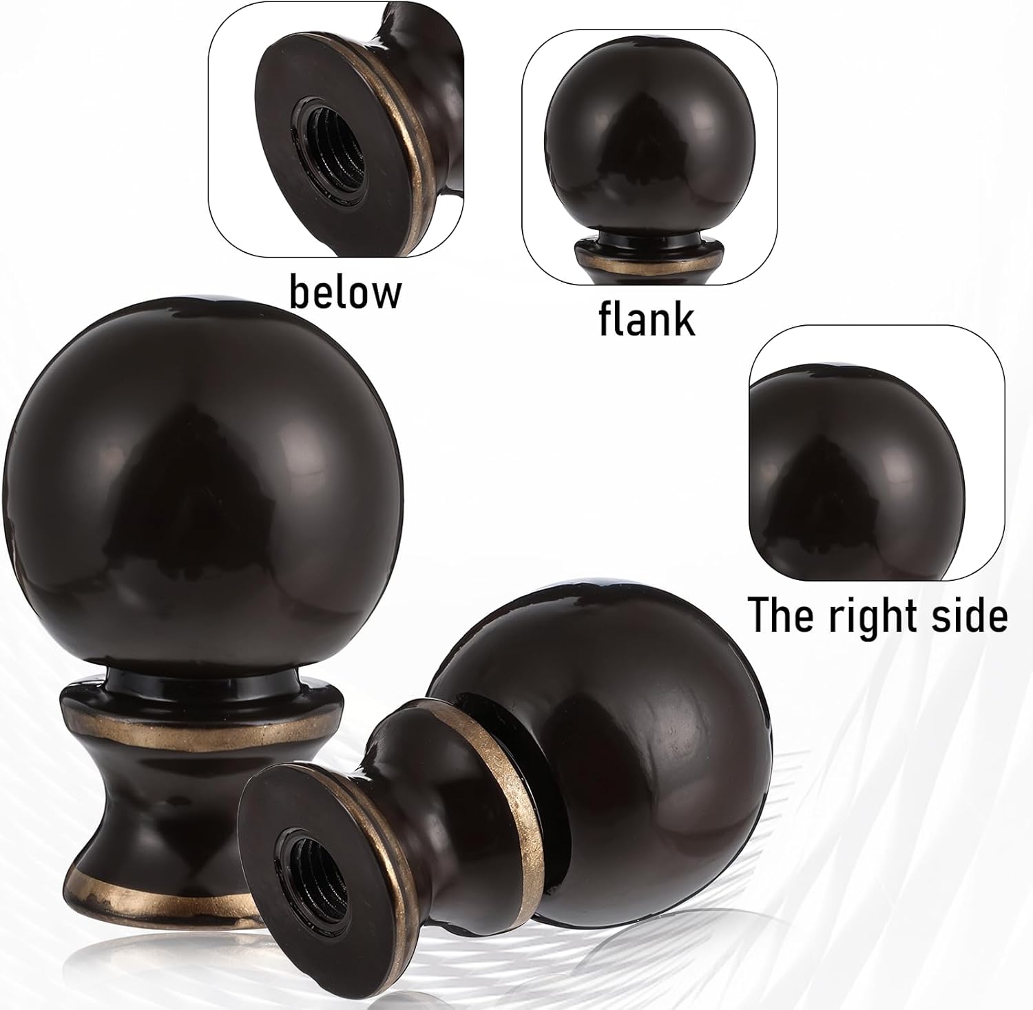 2 Pcs Ball Lamp Finial Cap Knob Lighting Lamp Finials 1/2-28 in Ball Lamp Finial Cap Knob Heavy Metal Top Screw Finial Solid Lamp Finial Caps for Table Lamps Floor Lamps Lamp Topper Knob Oil Rubbed