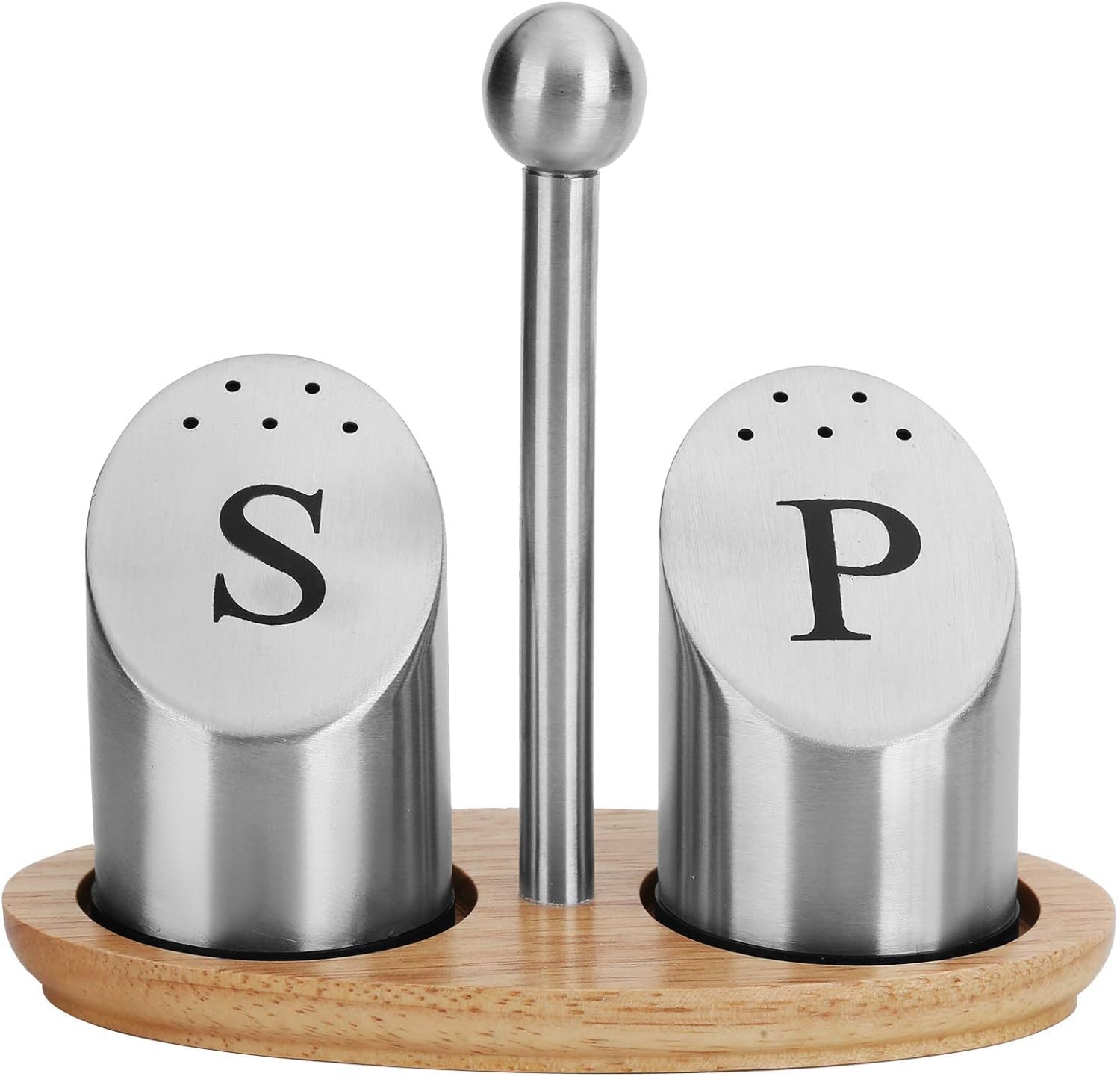 LyZap Gewürztopf, Salz- und Pfefferstreuer-Set mit Halter, Gewürzbehälter aus Edelstahl, Baggerstreuer aus Metall, Kochwerkzeug for Zuhause und Küche