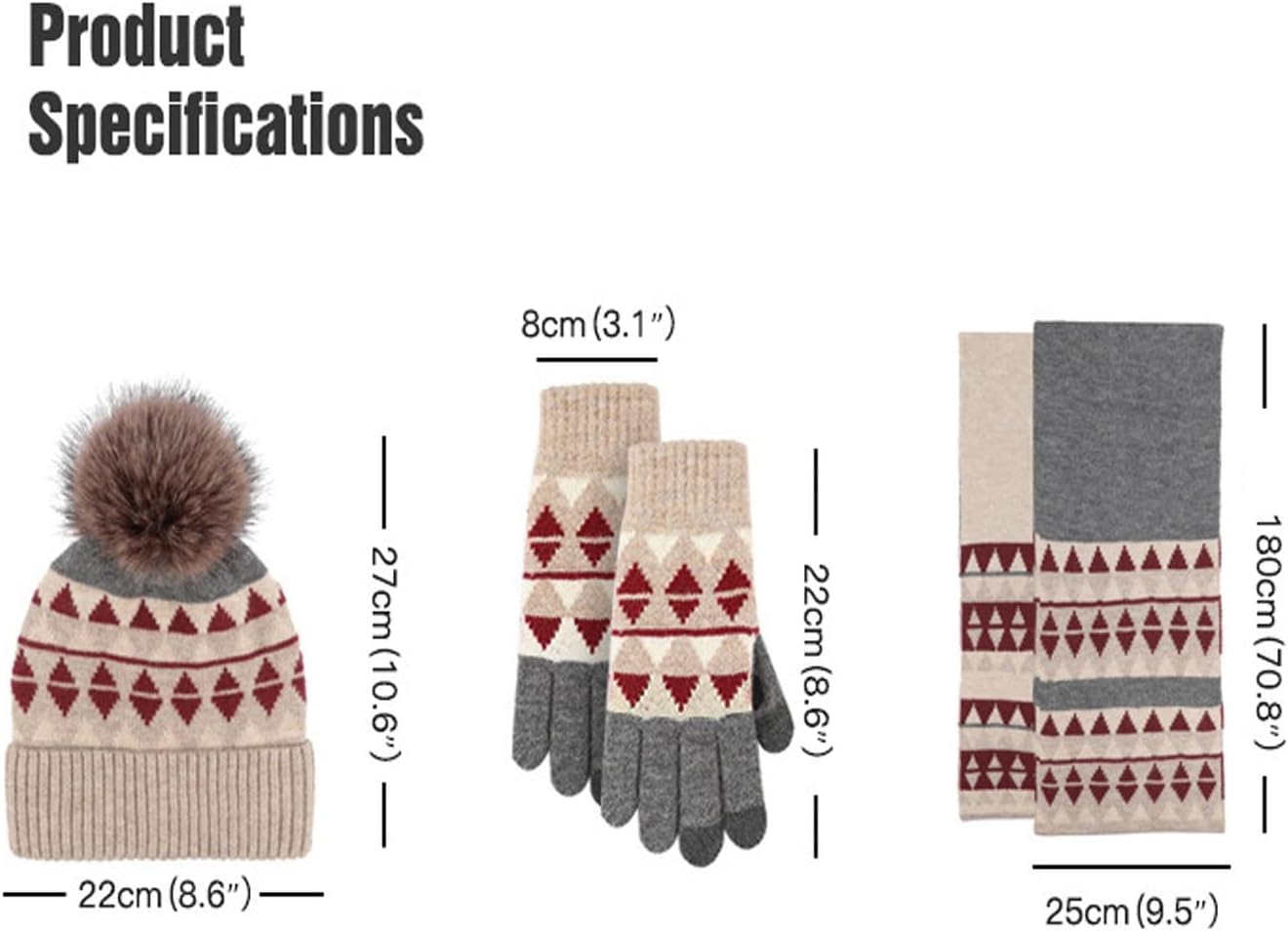 Winter Hat Scarf Gloves Set Knitted Gloves, Scarf and Hat for Warmth and Protection From the Cold for Cold Weather Women Men
