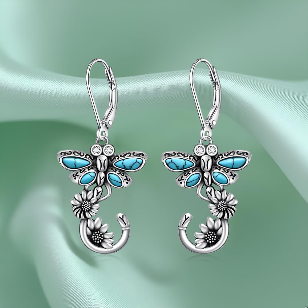 Dragonfly Earrings for Women Sterling Silver Dragonfly Earrings Dainty Jewelry Turquoise Dangle Jewelry Birthday Gifts - Image 8