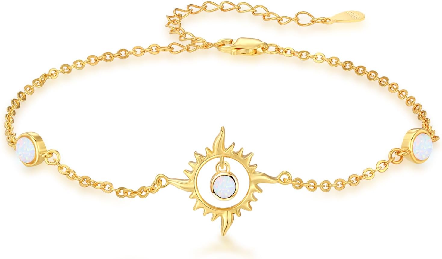 TUGHRA Gold Bracelet for Women 925 Sterling Silver Sun Bracelets Memorial Keepsake Jewelry Gift for Mom, Wife, Daughter Mother's Day Birthday