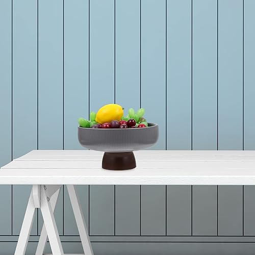 Miniatura 5 de WeBert Cuenco de frutas de cerámica con pies, cuenco redondo, soporte decorativo para platos de frutas, soporte de exhibición de postres, bandeja de