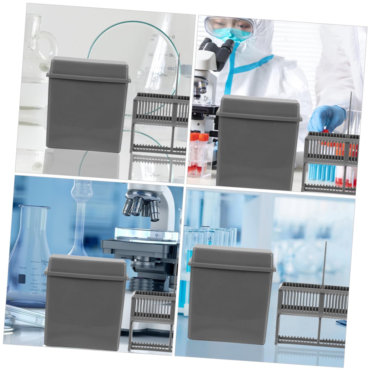 Garneck Lab Essential: 2 Sets of Plastic Slide Staining Racks Staining Jars for Microscopy