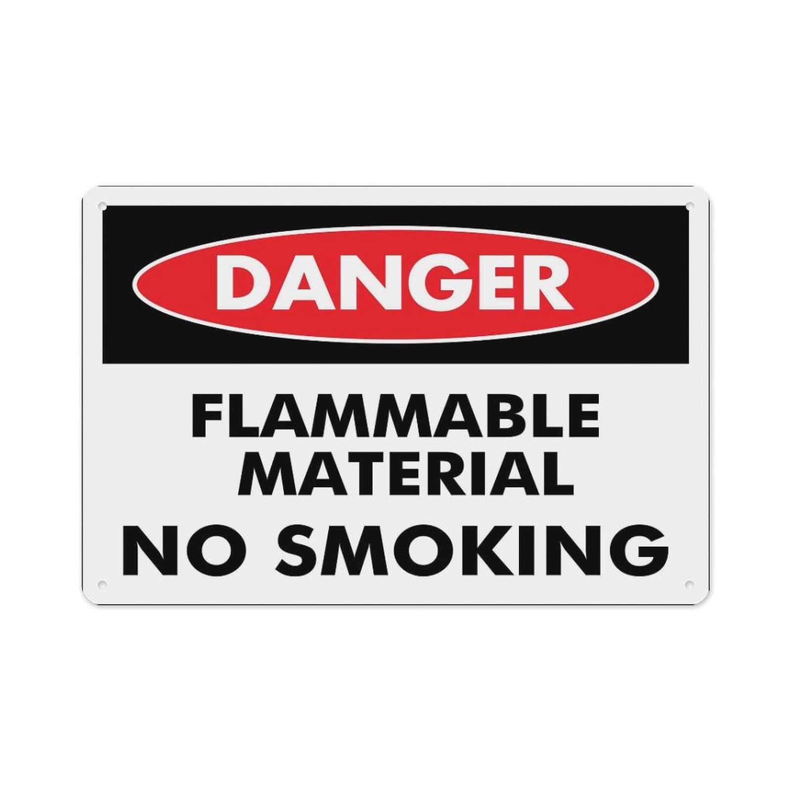 peiyeety Danger Flammable Material No Smoking Sign Aluminum Tin Warning Signs for Home Outdoor Garden 12X16 Inches