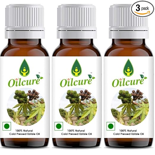 Oilcure Castor Oil Cold Pressed Edible 100 ml - Pack of 3 (300 ml)