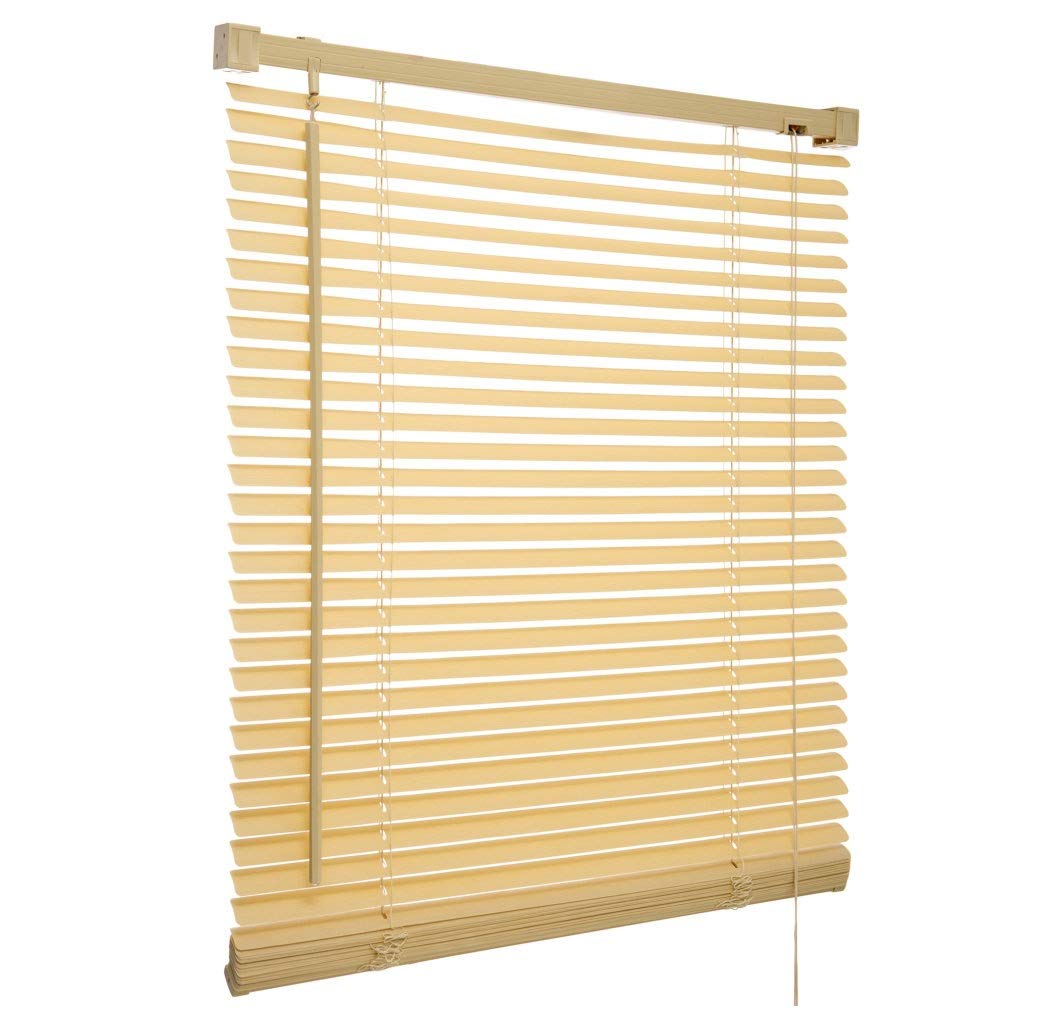 AQS INTERNATIONAL Easy Fit Multiple Size PVC Venetian Blind Drop 150cm Large Window Easy Fit Curtains Trimmable Shutters Twist Open Close Home Blinds (Natural, 150cm Wide (59'') x 150cm)