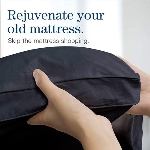 Miniatura 4 de COONP Cubrecolchón Full, Pillowtop Extra Grueso, Protector de Colchón de Felpa Refrescante con Bolsillo Profundo de 8-21 Pulgadas (Negro, Full)