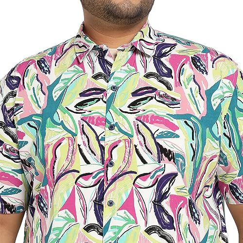 Image of Instafab Plus Men's Shirt for Casual Wear | Spread Collar | Short Sleeve | Button Closure | Plus-Size Fit | Cotton Shirt Crafted with Comfort Fit for Everyday Wear