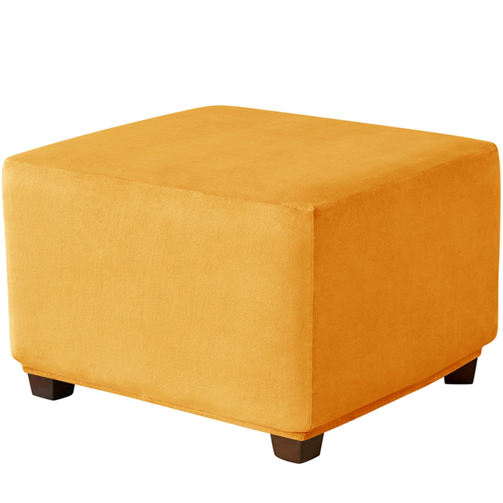 Housse de pouf carrée velours 80x80 doré pour rénover un meuble usé sans le changer