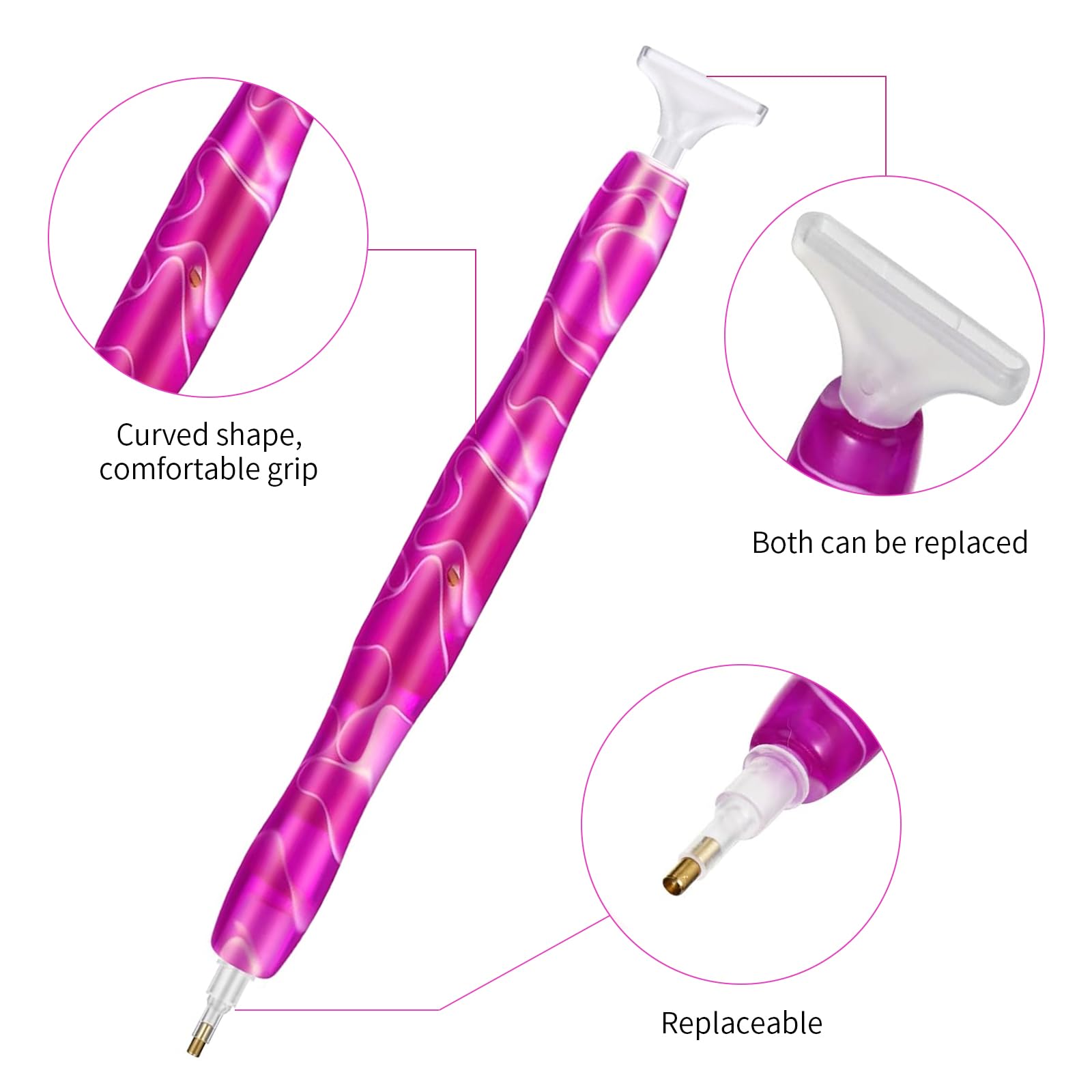 DNWFZ Stylo Peinture Diamant 5D – Outil Ergonomique Avec 6 Forets Interchangeables Pour Diamond Painting