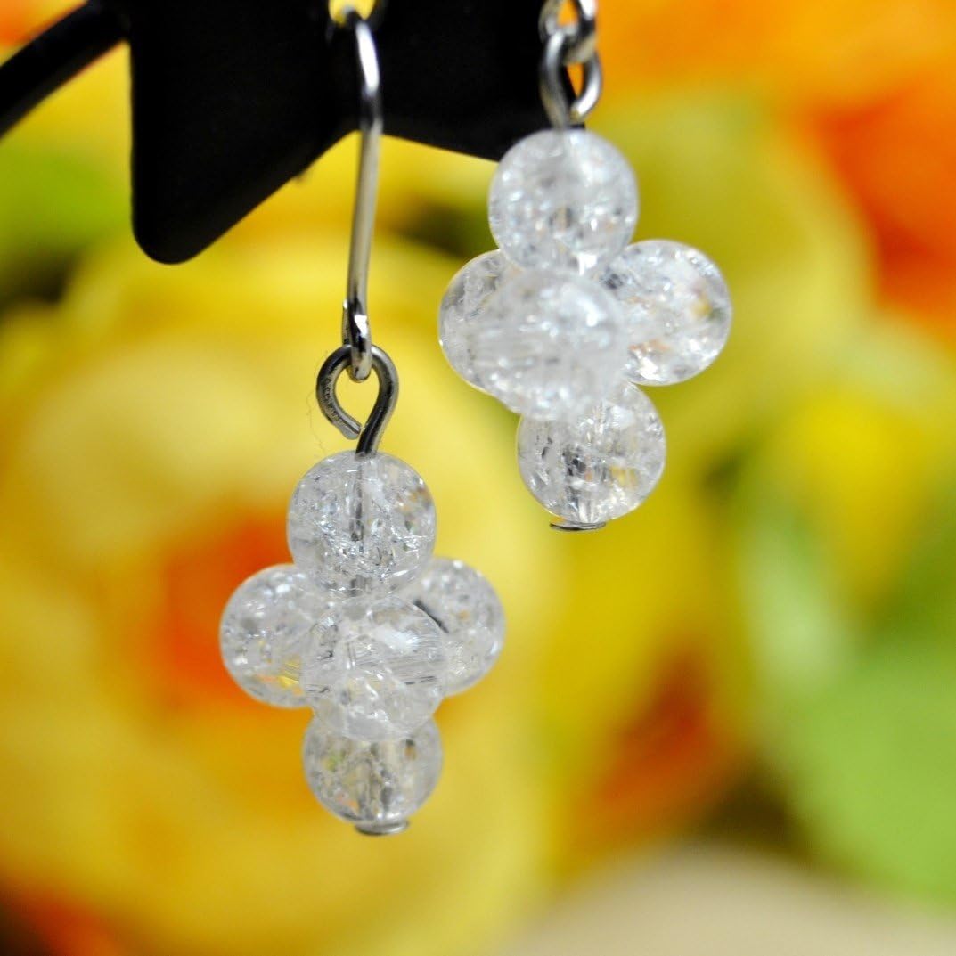 Crack Clear Quartz Grape Type . Pierced Earring Gemstones . Titanium Hook