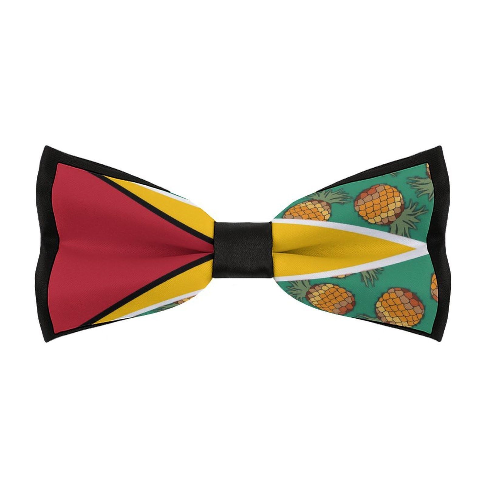 PAhfpQT Flag of Guyana Pineapple Guyanese Classic Bow Ties for Men Adjustable Pre-tied Bowties Formal Business Wedding