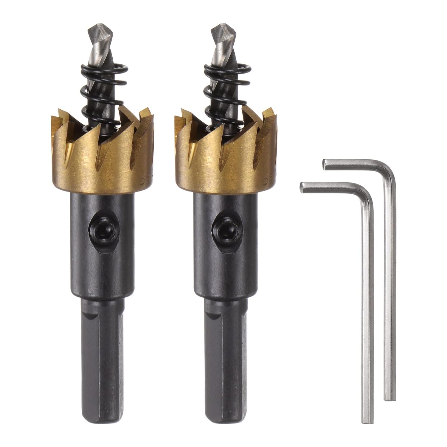HARFINGTON 2pcs Hole Saws 14mm (9/16") M35 HSS (High Speed Steel) Titanium Coated Drill Bits Cutters Openers for Stainless Steel Aluminum Alloy Metal Wood Plastic