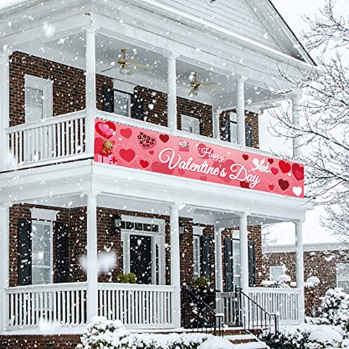 Large Happy Valentine's Day Banner,120X20 Inch Happy Valentine's Day Yard Sign - Happy Valentine's Day Decorations - Pink Happy Valentine's Day Yard Banner For Decorations - Valentine's Day Party Supplies #TOP5