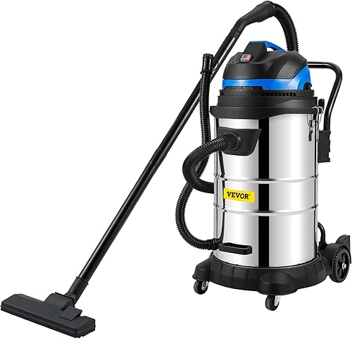 VEVOR Aspiradora húmeda y seca, capacidad de 13.5 galones, filtración HEPA, agitación automática de polvo, potente colector de polvo de motor de